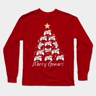 gamers Christmas Tree, gaming fun joystick Long Sleeve T-Shirt